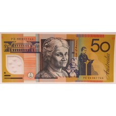 AUSTRALIA 1999 . FIFTY 50 DOLLARS BANKNOTE . EVANS/MacFARLANE . LAST PREFIX PE99